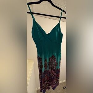 Boho Midi Turquoise Dress With Pattern